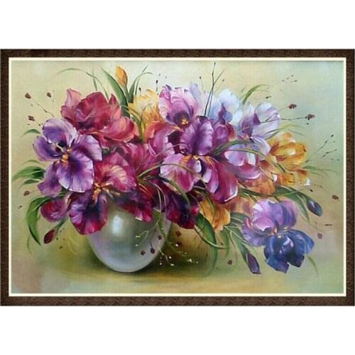 Diamond Flowers 5D Diy Diamond Painting Full Drill Round Diamond Embroidery Colored Flowers Cross Stitch Home Decor Art