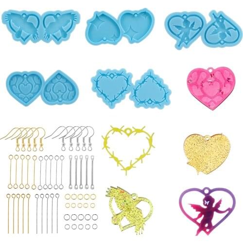 Heart Shape Earring Mold Epoxy Resin Casting Earrings Moulds for Jewelry Making Pendant Silicone Mould DIY Crafts Casting Tools