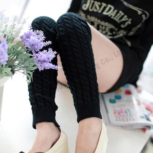 Hot sale lady knee high socks knit crochet winter warmer fashion winter knit crochet knitted leg warmers legging leg warmers