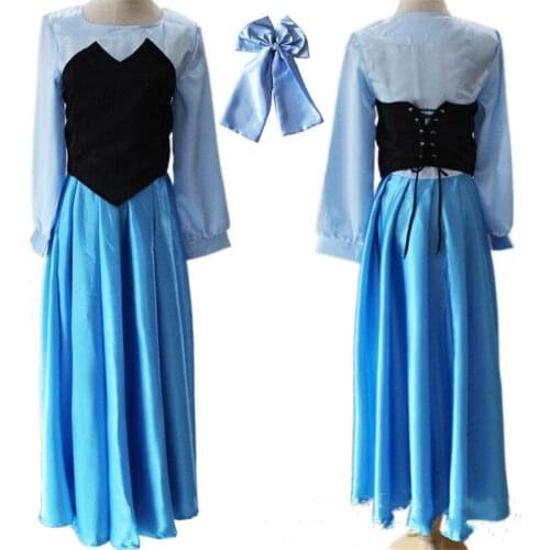Anime Cosplay Costumes School Girls Dresses Set Blue Bow Vest Dress Sets Thin Soft Womens Helloween Party Wear Princess Outfits