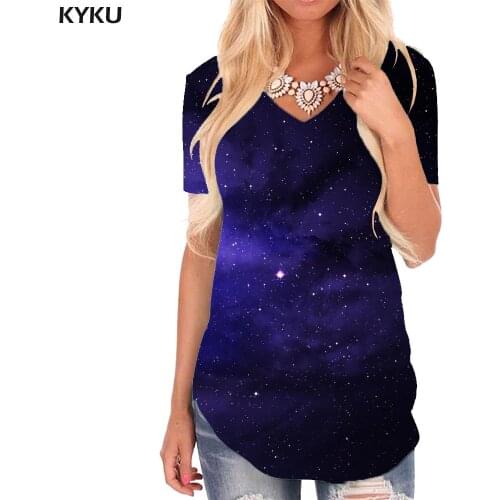 KYKU Colorful T Shirt Women Psychedelic V-neck Tshirt Abstract T-shirts 3d Art Funny T shirts Womens Clothing Summer Printed