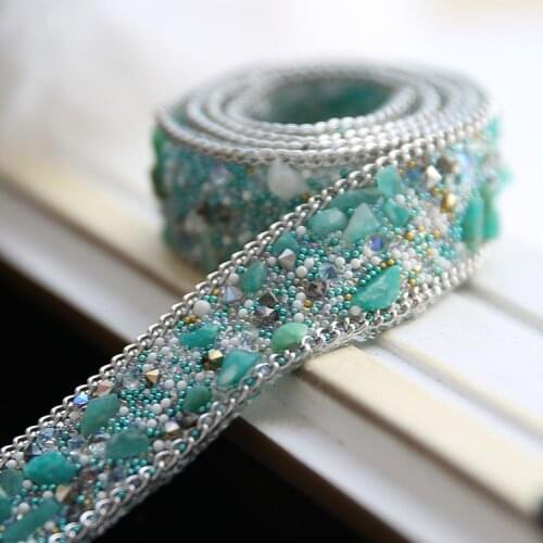 Free Shipping Fake Pearl Beaded Lace Trim Vintage Mesh Fabric Paillette Lace Beaded Pearl Trim Braid Lace Applique RS287