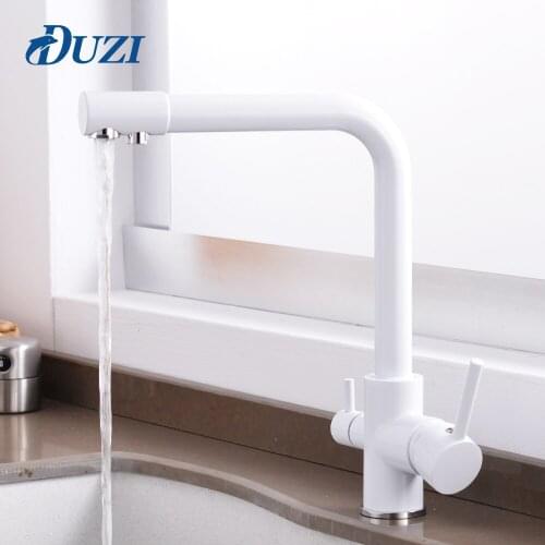 360 Degree Rotation Water Tap Black 3 Way Water Filter Tap Kitchen Crane Brass Kitchen Mixer Sink Cold & Hot Water Mixer Faucet
