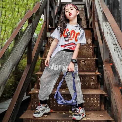 Summer Street Dance Jazz Costumes Girls Printing T-Shirt Shorts Practice Wear Hiphop Clothes Stage Performance Clothing YS1171
