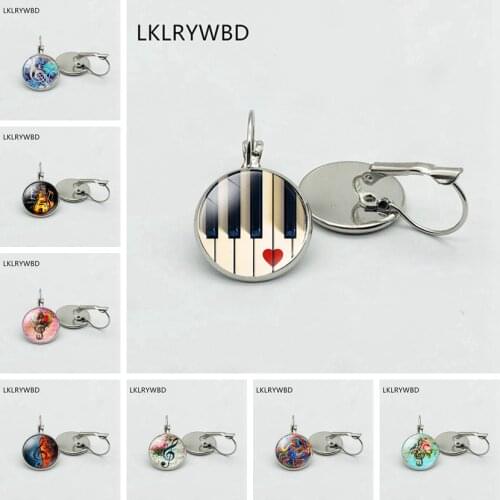 LKLRYWBD / Creative New Musical Notes Musical Pattern Symmetrical Earrings Ear Hook Music Academy Graduation Commemorative Gift