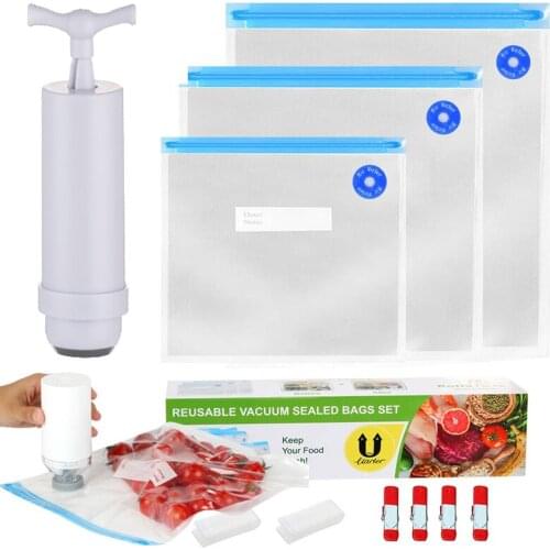 Reusable Vacuum Bags Storage Bags Freezing Heating Food Kitchen Storage Bag Transparent Fresh Compression Organizer Accessories