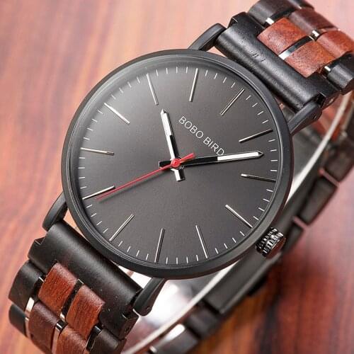 BOBO BIRD Wood Men Watch uhren herren Casual Wristwatches Male Quartz Wooden Timepieces Gifts Drop shipping Customize logo