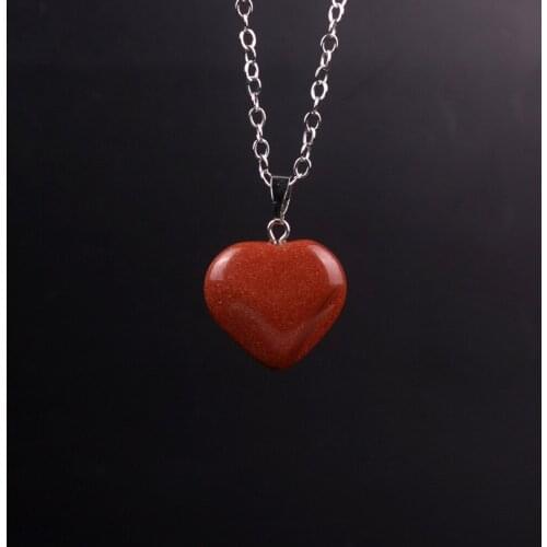 Wholesale Assorted Fashion 50pcs Mixed Golden Stone Natural Stone Charms Necklaces 20mm Heart Pendants For Jewelry Making Free
