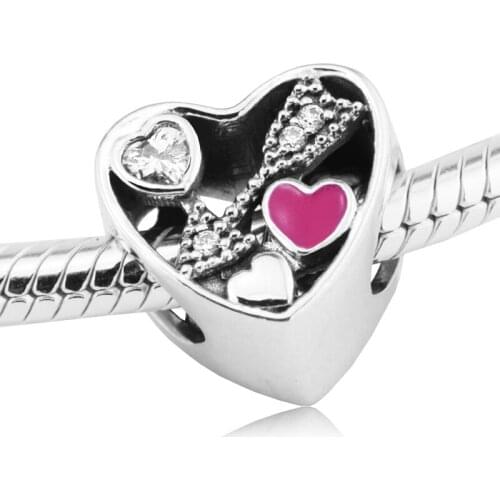 Fits for Pandora Bracelets Struck by Love Silver Beads 100% 925 Sterling Silver Jewelry DIY Charms Free Shipping