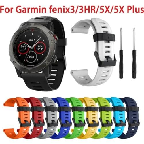 Colorful 26mm Watch Band Silicone Wrist Strap Watchband Replacement Bracelte For Garmin Fenix3/3HR/5X/5X Plus Smart Accessories