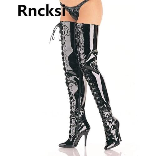 Rncksi Autumn Winter Boots Women Shoes Over The Knee Stiletto Heel Long Boots Pointed Toe Long Tube Boots Nightclub sexy Ladies