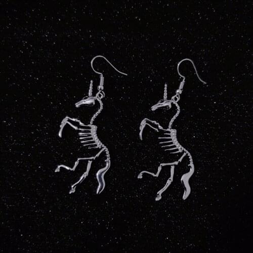 Unicorn Skeleton Earrings European And American Hip Hop Earrings Skull Cold Wind Ear Clip Cool Earrings