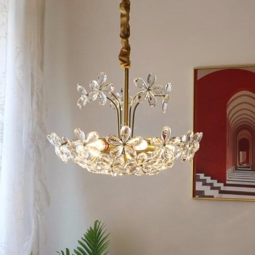 Modern Luxury Petals Crystal Penant Lights Beside Lamp For Living Room Bedroom Retro Italian Medieval Designer Net Red Art Lamps