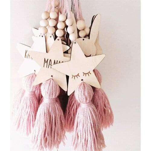 Baby Room Decoration Nordic Style Wall Hanging Ornament For Photography Props Cute Star Shape Wooden Beads Tassel Pendant Decor