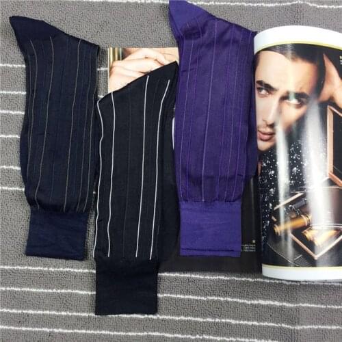 High quality Men Sheer Silk Black Gay socks Transparent Sexy Men stripe Dress suit Formal socks see through Drop shipping
