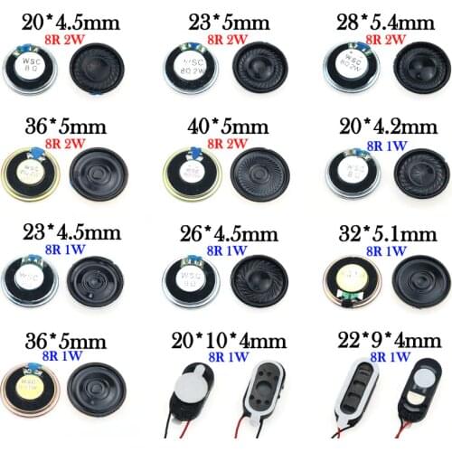 YuXi 1PCS 8 ohm 1W 2W Horn Loudspeaker 8R 1/2W 20mm 22mm 23mm 26mm 28mm 32mm 36mm 40mm Loud Speaker Replacement Part