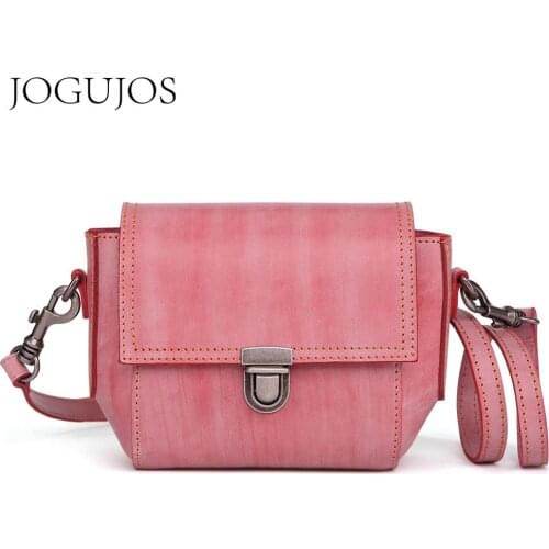 JOGUJOS Genuine Leather Ladies Fashion Handbags Girls Totes Bolsos Mujer Crossbody Bag Womens Shoulder Messenger Bag Handbag