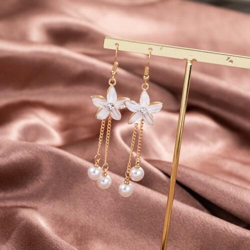 YaYi Jewelry Fashion White Glass Rhinestone Dangle Crystal Womens Ancient Gold Color Wear Ear Band Hook Tassel Earrings