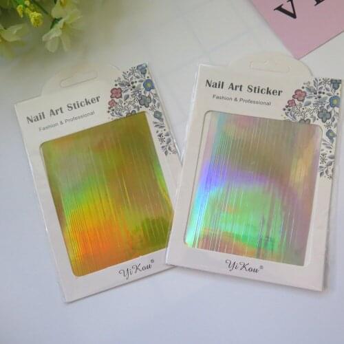 1pc Laser Silver and Gold Line Sticker nail art Sticker