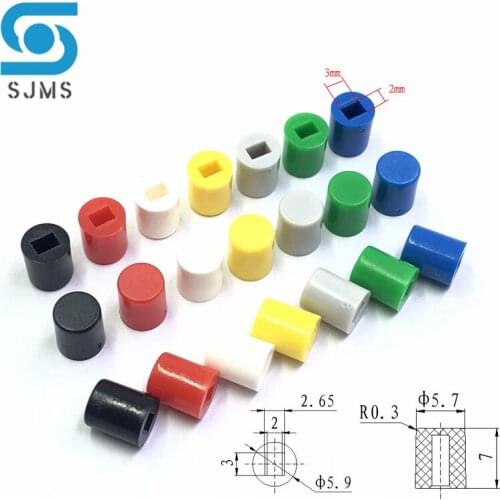 100Pcs A06 Switch Caps Tactile Push Button Switch Cap 6*7mm Applies to 5.8*5.8 7*7 8*8 8.5*8.5 Self-Locking Switch Button Cap