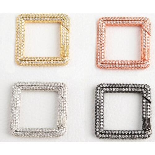 2PCS, CZ Micro Pave Square Shape Pave Clasp