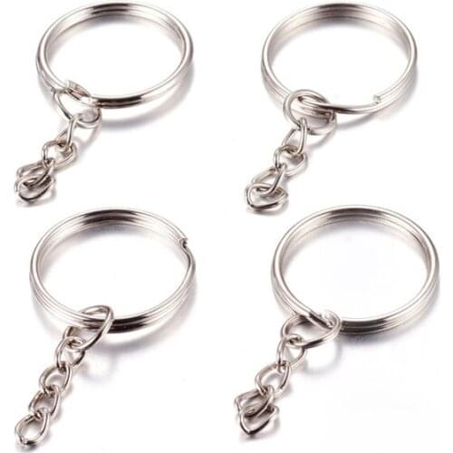 20pcs Iron Metal Key Chain Clasp Split Key Hooks with Chain Keyrings for Home Car Office Keys 25x22x2mm