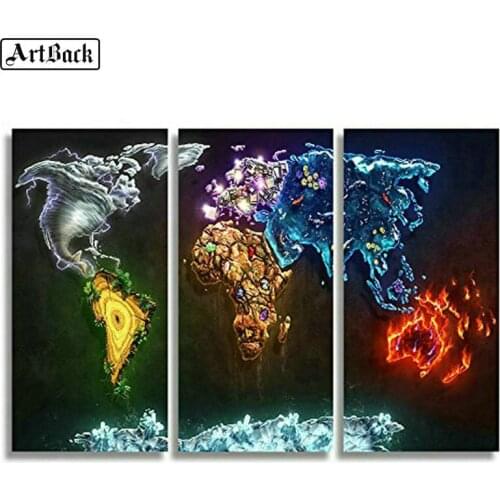 5d diamond painting world map colorful icon full square diamond mosaic landscape art 3d wall sticker decoration