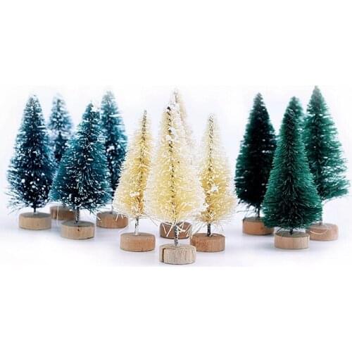 8pcs/set Artificial Mini Christmas Tree Snow Frost Small Pine DIY Crafts Desktop Decoration Ornaments