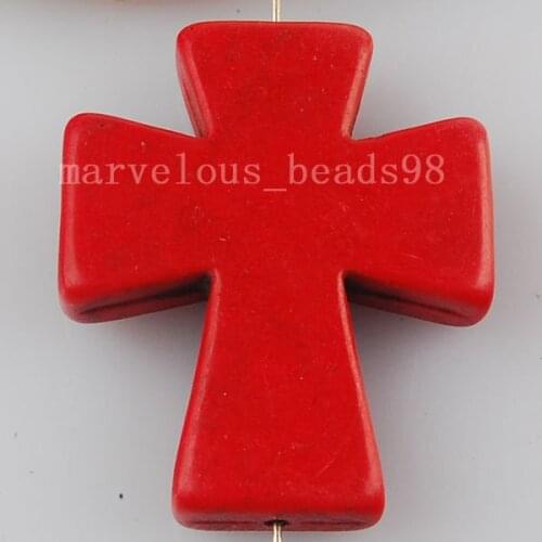 Free shipping Jewelry 30x36mm Red Howlite Cross Pendant Art SMC2713