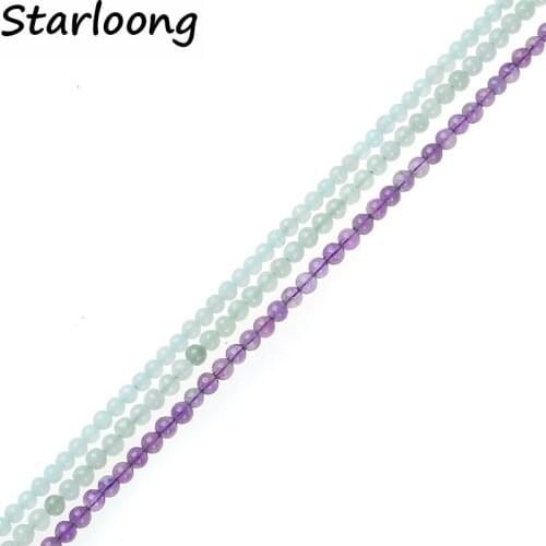 2mm Round Amethysts Green Aventurine Aquamarines Natural Stone Loose Spacer Beads For Jewelry Making DIY Strand 15" Bracelet
