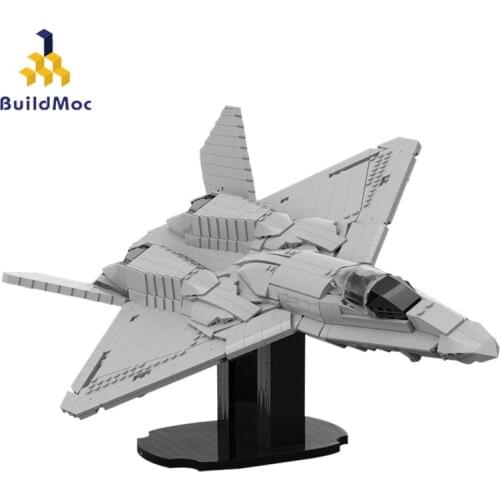 Buildmoc Military War 2 Plane YF-23 Black Widow II Fighter Model Weapons of War Building Block Aircraft Collection Toys For Kid