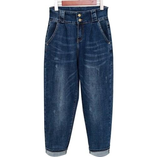 Spring Autumn Boyfriend Jeans For Women Blue High Waist Loose Denim Jeans Female Harem Pants Trousers vaqueros mujer Plus size