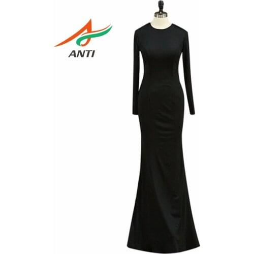 ANTI Elegant Prom Dresses vestido baile longo 2018 Knitting O-Neck Vestidos De Festa Formature Mermaid Party Gowns Real Picture