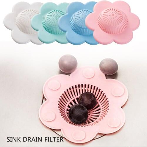 Hair Filter Sink Pad Kitchen Silicone Sink Collect Bath Stopper Floor Plug Strainer Drain Sewer Hair Filter Kitchen Sinks