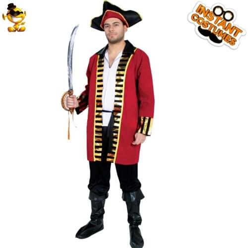 Halloween Adult Mens Deluxe Pirate Costume Cosplay High Quality Adult Cool Pirate Carnival Halloween Party