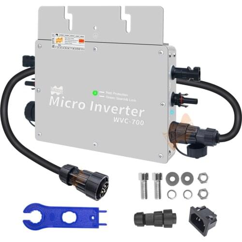 Wireless IP65 700W MPPT On Grid Micro Solar Inverter, 22-50VDC to 80-260VAC, 50hz 60hz auto, workable for 2x350W solar panel