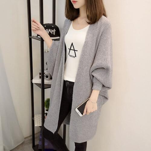 Cardigan Women Sweater Bat Sleeve Mid-length Knitwear Tops Autumn 2021 Korean Fashion Loose Oversized Knitted Coat Jersey Mujer