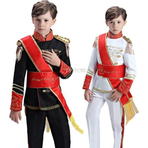 Childrens European Court Military Uniforms Set Kids Handsome Performece European-style Stage Drums Guard Honour Clothing Set