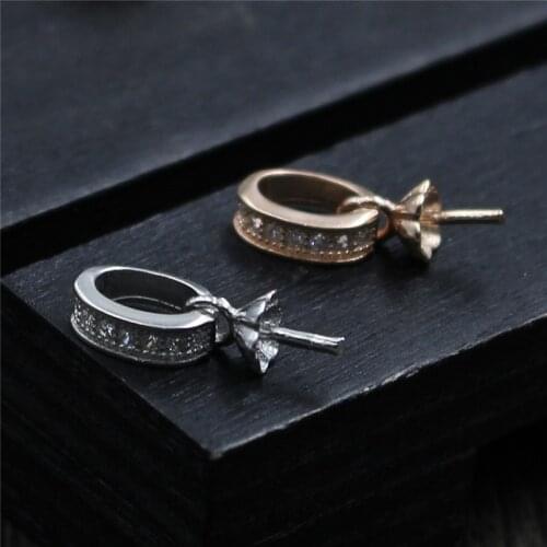 100% 925 Sterling Silver Zircon Connector End Cap Clasps For Pearls Crystal Beads Necklace Pendant Clasp Hooks DIY Jewelry Make