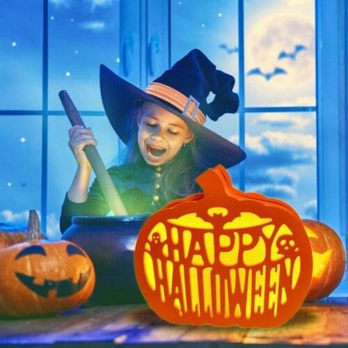 Halloween Creative Wooden Pumpkin Lamp Decor Battery Operated Pumpkin Lantern Hanging Decorative Lamp Halloween Party Gift Sale