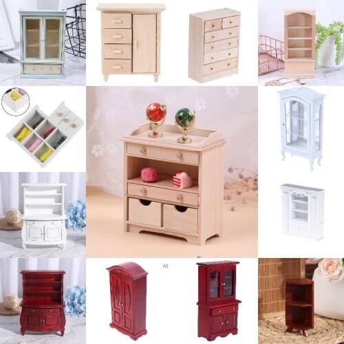 Hot! Mini Wardrobe Book Bookshelf Cabinet Bedroom Furniture Model Kit Home Living For Dollhouse 1/12 Scale Miniature Decoration