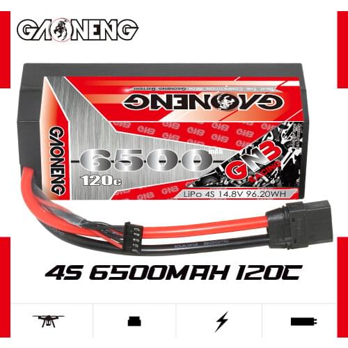 Gaoneng GNB 6500mAh 4S 14.8V 110C Hardcase LiPo Battery XT90/XT60/T/EC5/XT150 Plug for 1:8 1/8 RC Car Four Drive Off-Road Boat