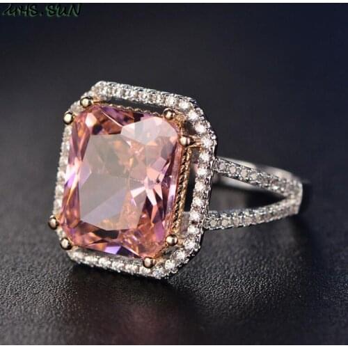 MHS.SUN Luxury AAA Zircon Engagement Rings For Women Pink Crystal Wedding Rings Female CZ Vintage Jewelry Gift 1PC/lot