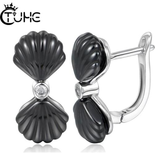 Fashion Bow Women Earrings U Shape Ceramic Earrings Made With Healthy Ceramic With Bling Crystal Chrismtas Gift for Women