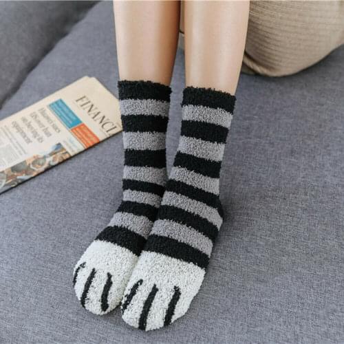Soft Warm Bed Socks~ Pattern Cat Fluffy Ladies 1 Women Pair