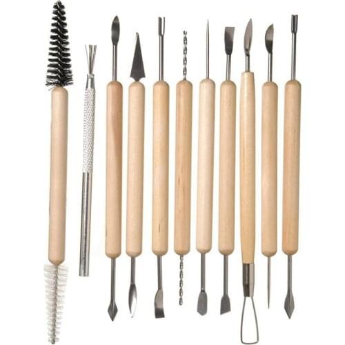 11pcs Wood Clay Sculpting Kit Sculpt Smoothing Wax Carving Pottery Ceramic Tools Polymer Shapers Modeling Carved Tool