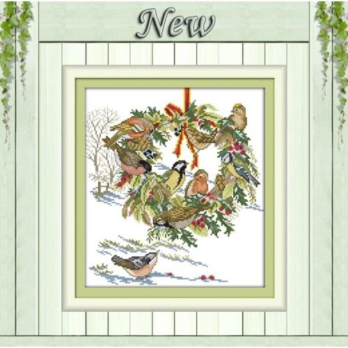 The wedding birds flower painting counted print on canvas DMC 14CT 11CT DMC Cross Stitch chinese Embroidery kits Needlework Sets