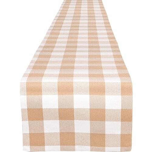 Buffalo Check Table Runner - (14 x 72 Inch),Beige Perfect for Table Decor, Gift Decor, Wedding Party, Restaurant