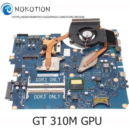 NOKOTION For SAMSUNG R530 Laptop Mtherboard GT310M DDR3 Free cpu+Heatsink fit for Samsung RV510 R525 R523 Motherboard