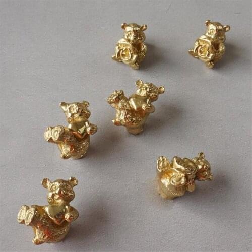 New Love Heart Bear Brass Handle Solid Pure Copper Wardrobe Shoe Cabinet Door Knob Handles Single Hole Small Drawer Knobs
